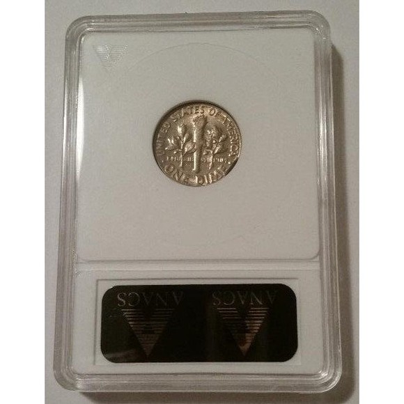 1978 D Roosevelt Dime Clip Error AU50 ANACS - Picture 2 of 4